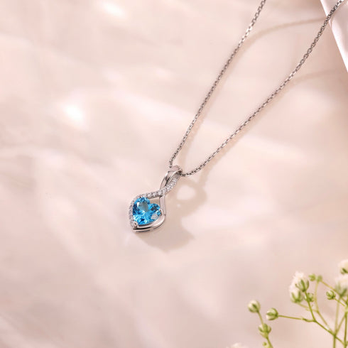Hallmark Silver Halo Heart Pendant with Twist Design