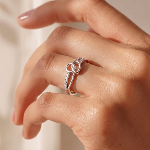 Zarkan Minimal Sterling Silver Linked Zircon Ring
