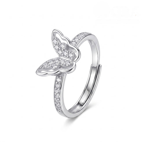 Hallmark Silver Minimal Sparkle Butterfly Ring