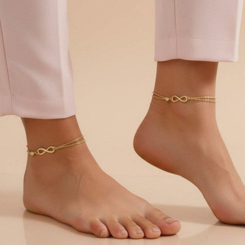 Hallmark Silver Minimalist Infinity Love Gold Plated Anklet For Women