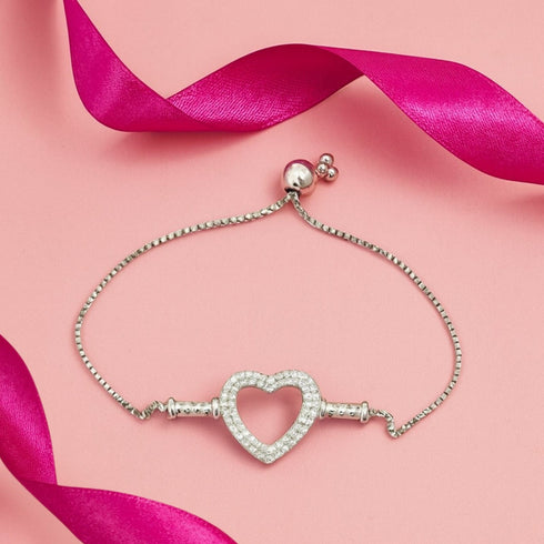 Zarkan Love Heart Minimal Silver Bracelet