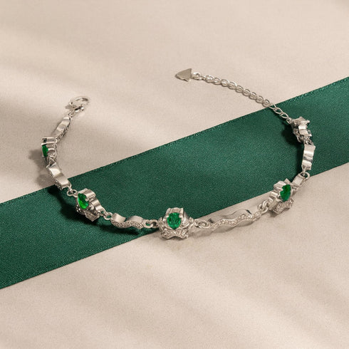 Zarkan 925 Silver Minimal Emerald Bracelet