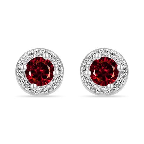 Zarkan Red Delight Dot Silver Earring