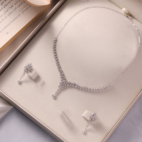 Hallmark Silver American Diamond Floral Ice Glow Jewelry Set