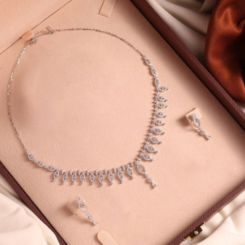 Hallmark Silver American Diamond Bridal Wedding Traditional Touch Jewelry Set