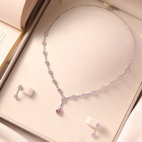 Hallmark Silver American Diamond Pink Delight Jewelry Set