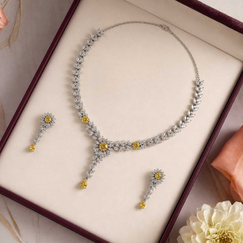Hallmark Silver American Diamond Golden Glow Jewelry Set