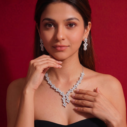 Hallmark Silver American Diamond Wedding Party Jewelry Set