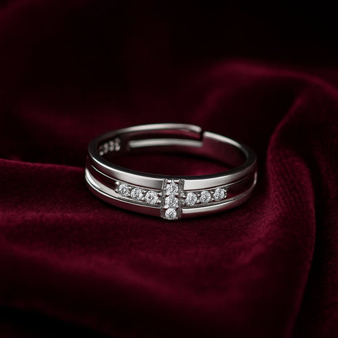 Zarkan 925 Silver + American Diamond Ring For Men