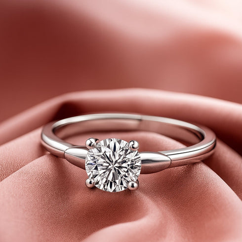 Fine Silver AD Solitaire Ring