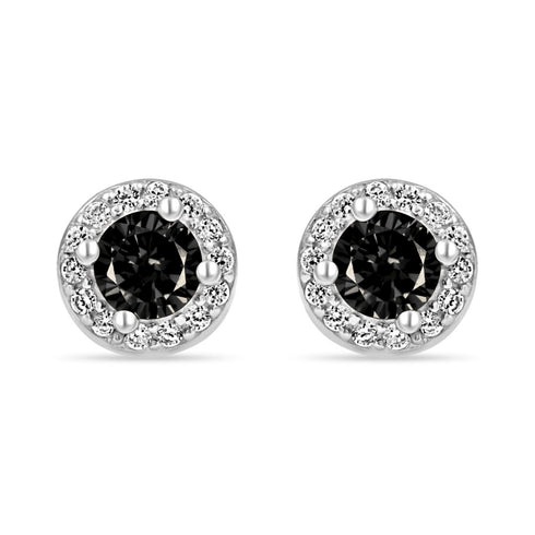 Zarkan Black Delight Dot Silver Jewelry Set