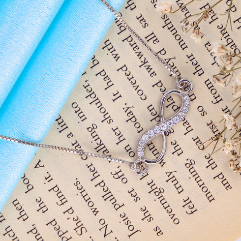 Zarkan 925 Sterling Silver Infinity Necklace with Box Chain