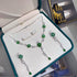 Hallmark Silver Necklace Set with Green Crystal Flower Pendant