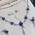 Hallmark Silver Necklace Set with Blue Crystal Flower Pendant