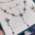 Hallmark Silver Necklace Set with Multi Color Crystal Flower Pendant