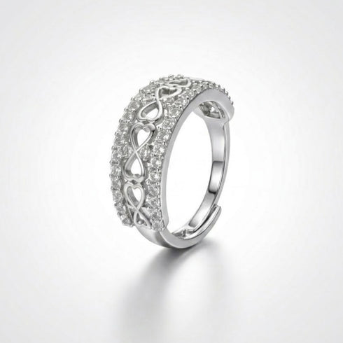 Zarkan 925 Silver Infinity Heart American Diamond Ring