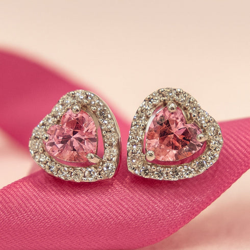 Zarkan 925 Hallmark Pink Power Diamond Pure Silver Pendant Set