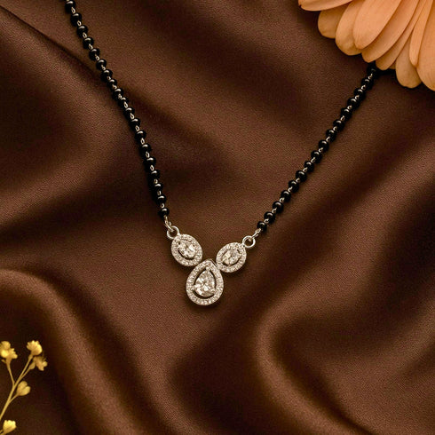 Zarkan 925 Silver Link Water Drop Mangalsutra