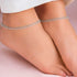Hallmark Silver Gurmet Chain Zircon Stone Pair Anklet