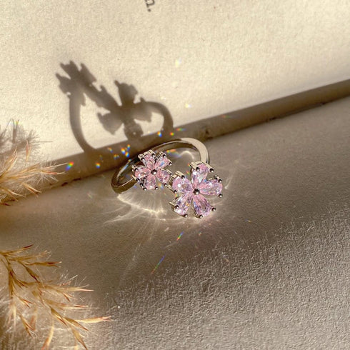 Hallmark Silver Pink Floral Elegance Ring