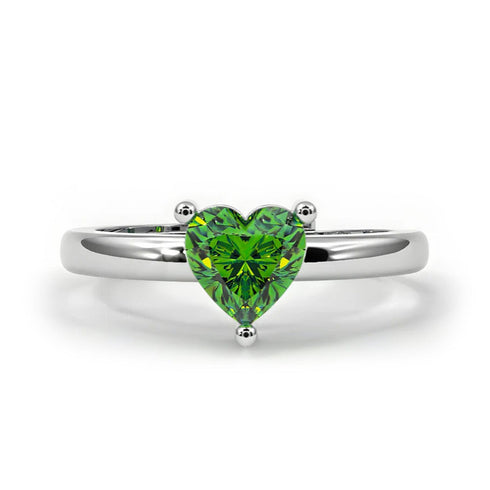 Zarkan Green Heart Silver Ring