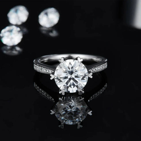 2 Carat Moissanite Diamond 925 Silver Minimal Solitaire Ring for women - Free Size