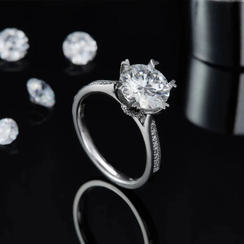 2 Carat Moissanite Diamond 925 Silver Minimal Solitaire Ring for women - Free Size