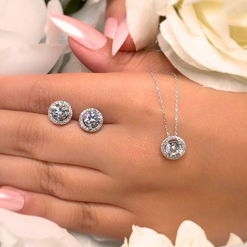 Zarkan Silver Stud Zircon Royal Jewelry Set
