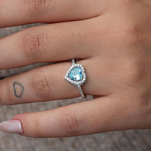 Hallmark Silver Marine Blue Heart Ring