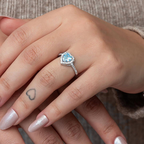 Hallmark Silver Marine Blue Heart Ring