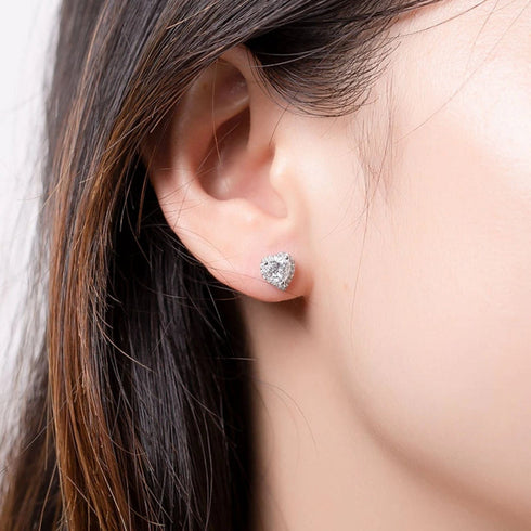 Zarkan 925 American Diamond Heart Shaped Earrings