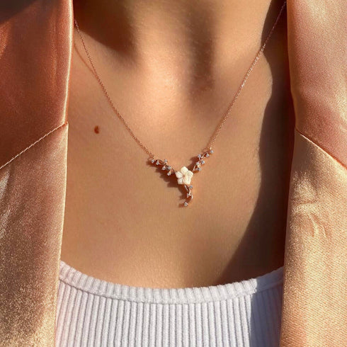 Hallmark Silver Flora Rose Gold Pendant