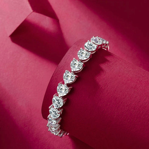Hallmark Silver Heart Cut American Diamond Bracelet