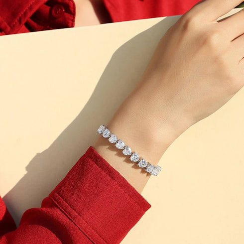 Hallmark Silver Heart Cut American Diamond Bracelet