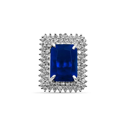 Zarkan 925 Blue Ruby Silver Ring For Women