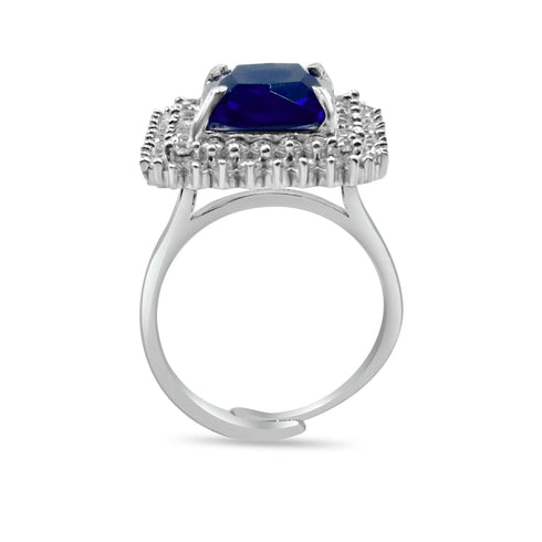 Zarkan 925 Blue Ruby Silver Ring For Women