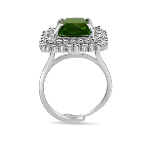 Zarkan 925 Green Ruby Silver Ring For Women