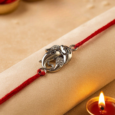 Zarkan Pure Silver Rakhi With Roli Chawal