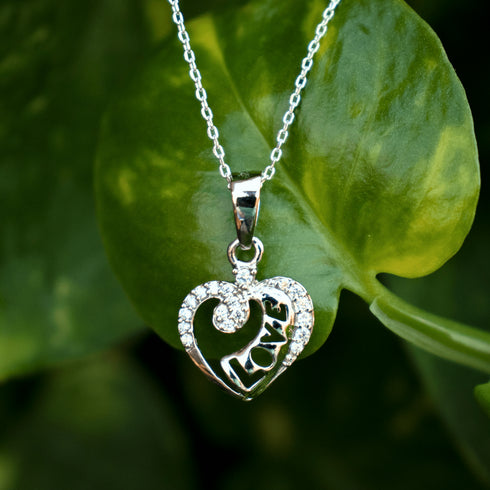 Zarkan 925 Silver Love Heart Letter Pendant