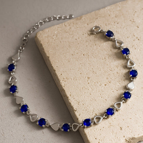 Zarkan 925 Silver Minimal Sapphires Bracelet