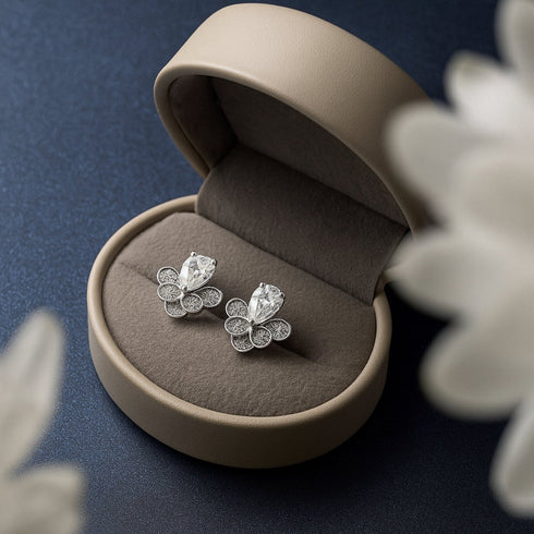 Zarkan Elegant Leafs Pure Silver Earrings