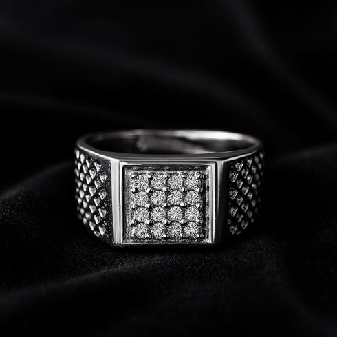Zarkan 925 Silver American Diamond Ring For Men