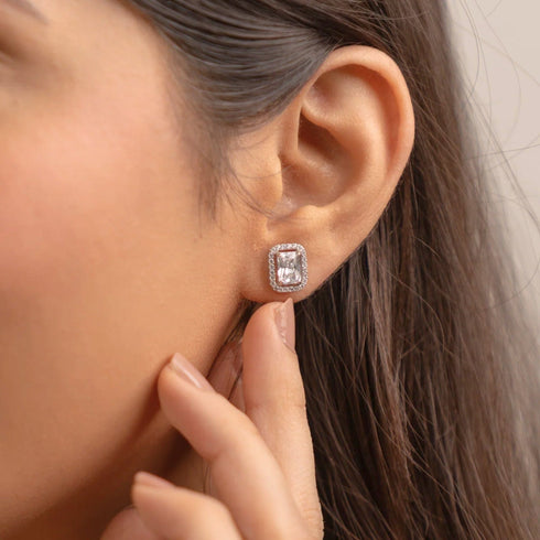 Zarkan Cute Stud AD Pure Silver Earring