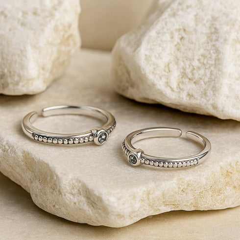 Zarkan The Belle Dot Silver Toe Rings