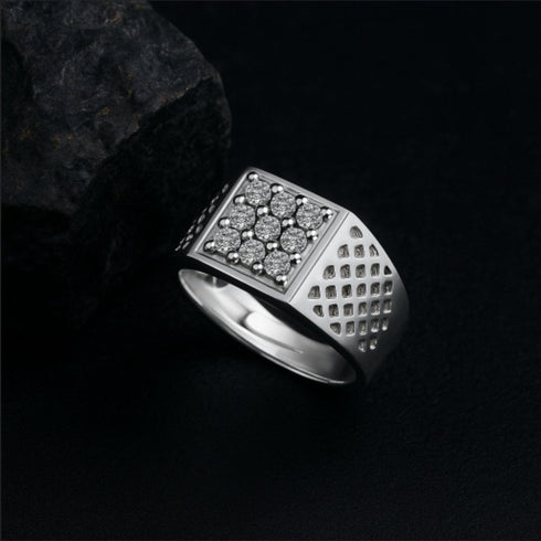 Zarkan 925 Silver American Diamond Ring For Men