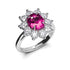 Flower Shaped Pink Crystal Adjustable 925 Silver Ring