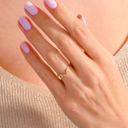 Hallmark Silver Angel Wings Minimal Gold Plated Ring