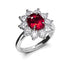 Zarkan 925 Silver Red Flower Solitaire American Diamond Ring