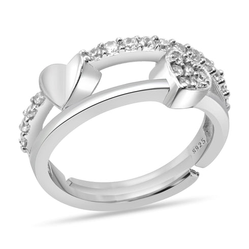 Hearts Of Love Pure Silver AD Ring