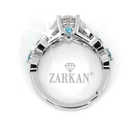 Zarkan Princes Blue Crown 925 Pure Silver Ring